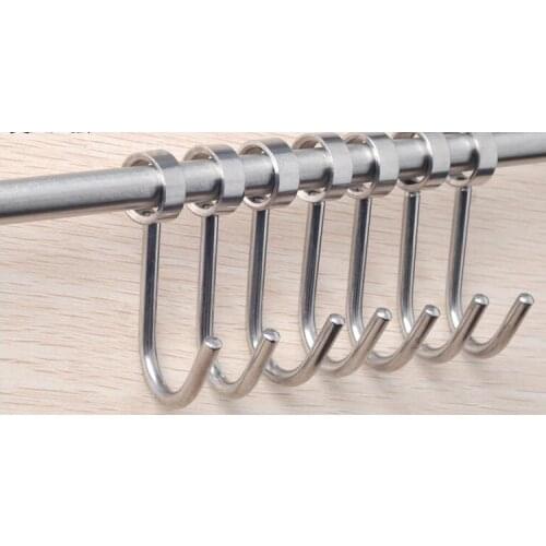 Stainless steel 7PCS Hooks + 1PCS hook rail overall length:380mm