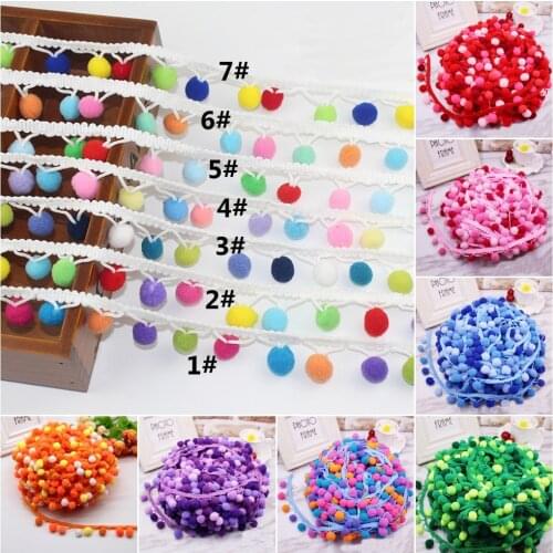 Pompom Lace Ribbon Sewing Accessories 2 Yards Pom Pom Tassel Pompoms Trim Ball Fringe Embroidery DIY Apparel Fabric