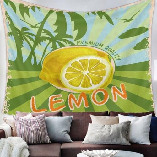 Summer Tropical Lemon Tapestry Bedroom Home Decoration Wall Blanket Tapestry Bedroom Wall Hanging Yoga Mat