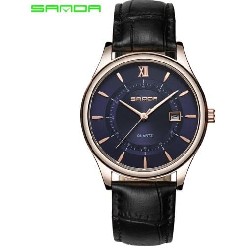 Top Luxury Sanda Fashion Casual Mens Business Date Clock Leisure Leather Strap Waterproof Japan Movt Brand Men Quartz Watch Hot