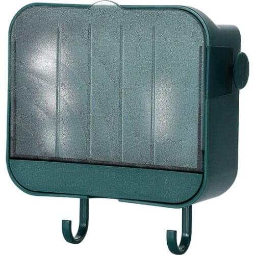 1PC Clamshell Soap Box Wall-Mounted Drain-Free Toilet with Lid Bathroom Soap Box Shelf Box