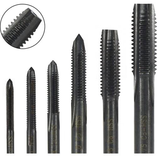 Thread Tap Set 6 Pcs M3 M4 M5 M6 M8 M10 Nitride Coated Spiral / Straight Tap Drill Tapping Tools Metric Thread Tap