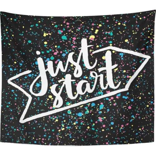 Beginnings Inception Just Start Calligraphic Inspiration Quote Artistic Creative Tapestry Home Decor Wall Hanging for Living