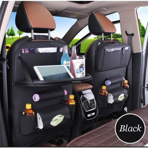 Car Seat Back Pu Leather Organizer Foldable Table Tray Travel Storage Bag Multifunctional Waterproof Anti-dirty Car Accessories