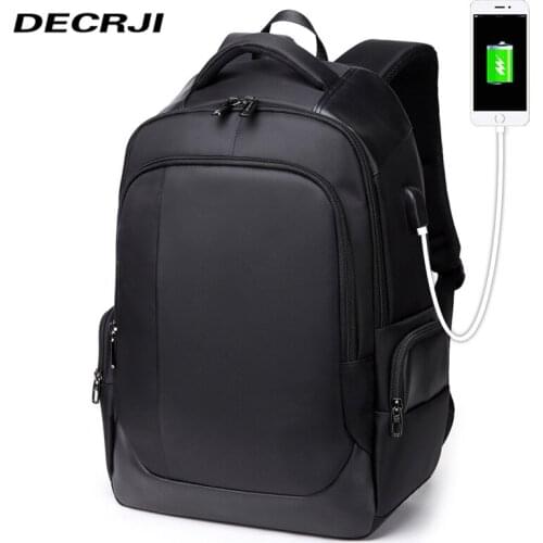 DECRJI 15.6 Laptop Men Backpack Bag USB Charging Computer School bag Backpacks For Men Women Black Rucksack Waterproof Mochila