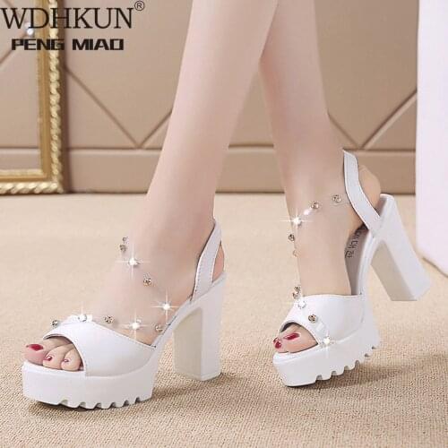Womens Shoes Woman Sandals Platform High Heel Ladies Fashion Peep Toe Shoes Thick Heels Sandals Sandalias Elegantes Mujer