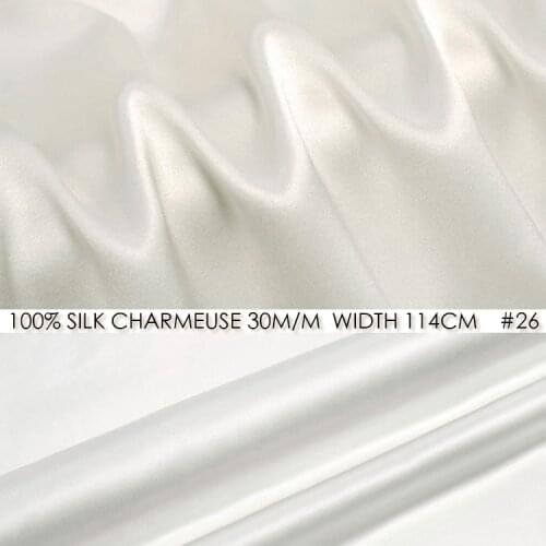 SILK CHARMEUSE SATIN 114cm width 30momme/100% Silk Satin Natural White Fabric Heavy Satin for White Dress Factory Direct-NO 26