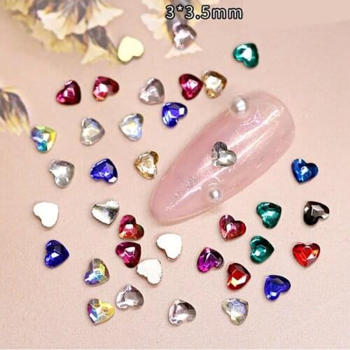 Swarovsky 20Pcs Nail Rhinestones Love Flat Drill Flat Back Bottom Shiny Crystal Gems Stone Beads 3D Nail Art Decorations