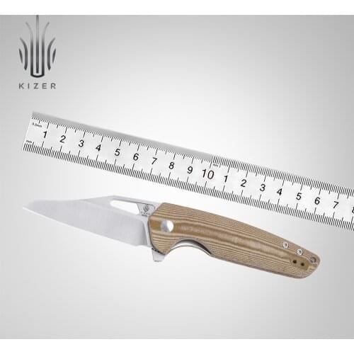 Kizer Tactical Knife V3557N1 Horn 2021 New Micarta Handle Hunting Knife with Thumb Stud and Flipper Opening Outdoor EDC Tools