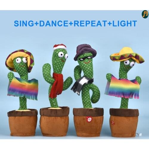 Dancing cactus baby childrens companion toy electric music twist plush doll singing and dancing voice interactive toys
