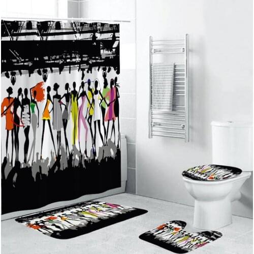 Dancers On A Shower Curtain Pedestal Rug Lid Toilet Cover Mat Bath Mat Set For Bathroom Decor