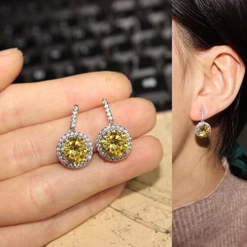 11.11 Sale Brand Brincos Multi Prongs Crystal Stud Earrings For Women White Gold Color Round CZ Stone Ladys Piercing Earing