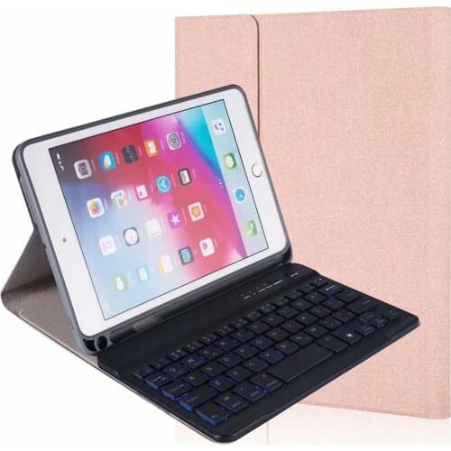 7 Colors Backlit Removable Keyboard Cover for iPad Mini 5 Mini 4 Magnet Fabric Leather Smart Case for iPad Mini 3 2 1 Tablet+Pen