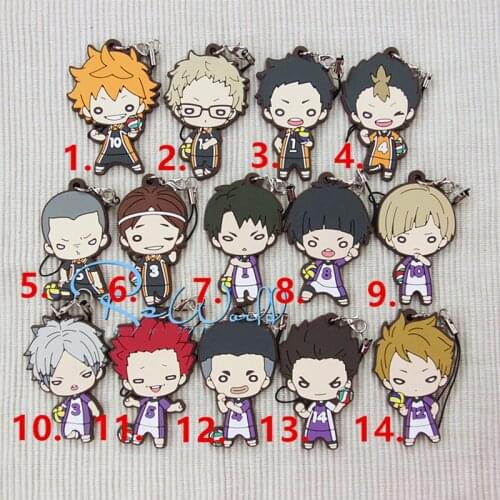 1pcs Haikyuu Karasuno High Team Shouyou Hinata Kozume Kenma Kuroo Tetsurou Sushi Keyrings Pendant Keychain De Llaveros