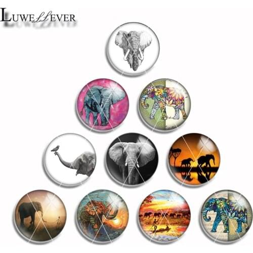 10mm 12mm 14mm 16mm 20mm 25mm 466 10pcs/lot Loxodonta Mix Round Glass Cabochon Jewelry Finding 18mm Snap Button Charm Bracelet