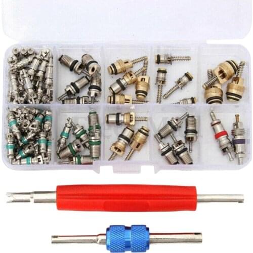 102PCS Universal AC R12 & R134A Air Conditioning Valve Core Remover Installer Tool Kit with 2 Removal Tools
