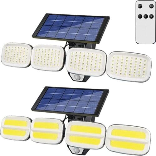 240 COB Outdoor Solar Wall Light With Remote Wide Angle PIR Motion Sensor Solar Street Wall Lamp Garden Floodlight Lamp