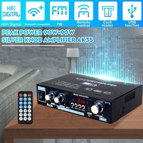 AK35 800W Home Car Amplifiers Audio Power Bluetooth 5.0 Surround Sound FM USB Remote Control Mini Stereo HIFI Digital Amplifier