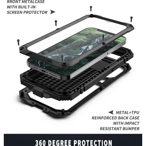 Metal with Built in Screen Protector Kickstand For iPhone 12 Pro Max Mini 11 Case Shockproof and Luxury Fundas Coque Phone Cover