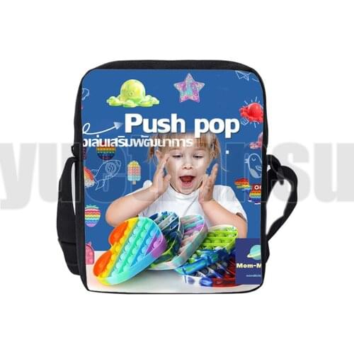 3D Printed POP It Handbags Children Canvas Crossbody Bags for Teenage Family Games Rainbow POP Fidget Shoulder Bag Pack Women
