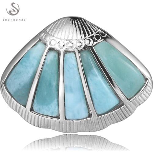 Eulonvan luxury Larimar Natural Stone pendant Noble Generous women 925 sterling Silver Jewelry & Accessories dropshipping S-3799