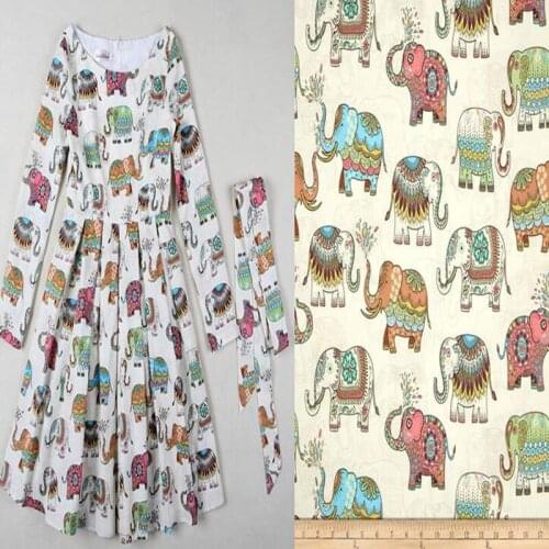 50x140cm lucky colorful elephants printed cotton spandex fabric Cloth Dress Bedding Quilting Clothing DIY fabric Home Decoration