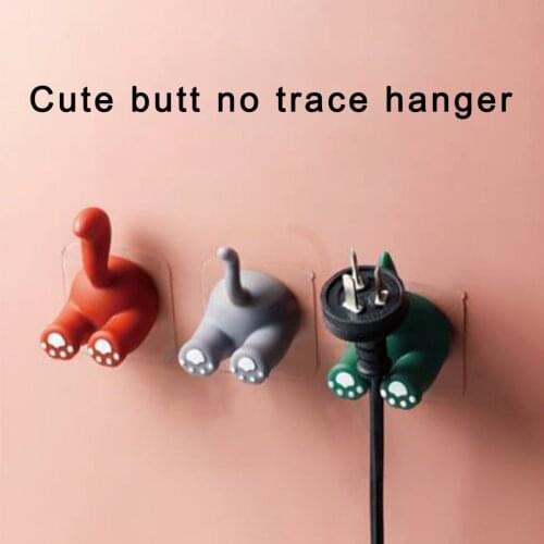 Adhesive Hooks Cute Cartoon Animal Tail Decorative Wall Hooks Hanger Toothbrush Holders Cable Hanger