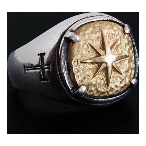 Compass World Map Gold Color Men Rings Punk Hip Hop Simple for Boyfriend Male Jewelry Creativity Gift Dropshipping