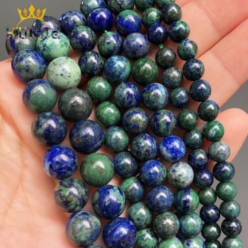 Natural Stone Lapis Lazuli Malachite Round Loose Beads For Jewelry Making DIY Bracelet Earrings Accessories 15'' 6/8/10/12mm