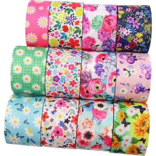 Grosgrain Ribbon Flowers Printed Ribbons daisy sunflower RefreshingPattern for Gift Wrapping Home Decor 1-1/2 Inch X 5 Yard