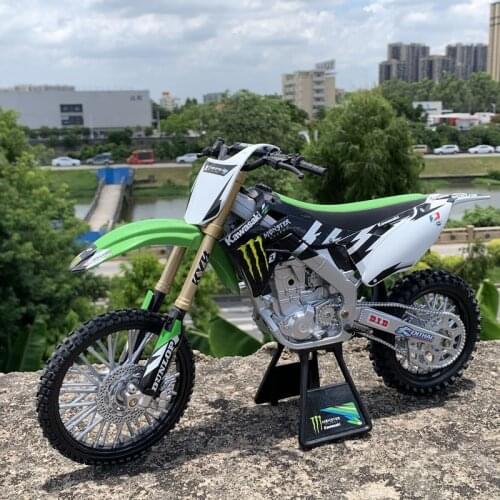 Oversize 1/8 Kawasaki Cross-country Motorcycles Model Diecast Alloy Metal Street Competitive Motorcycles Collection With Bracket