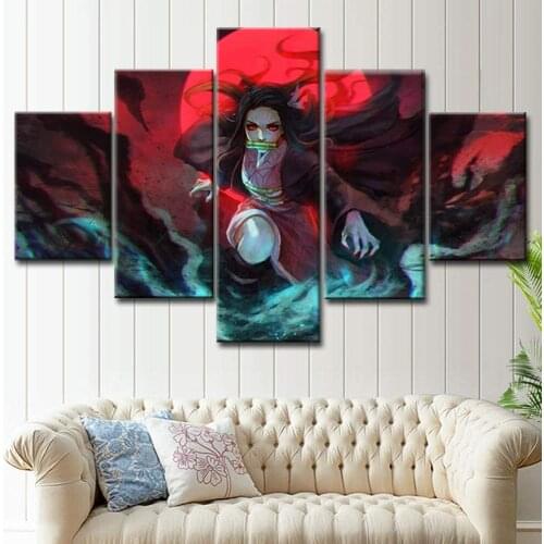 5 Piece Wall Art Canvas Anime Manga Modular Pictures Figure Posters And Prints Modern Home Decor Bedroom Decoration Paintings