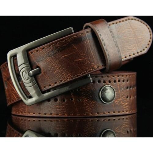 Mens Denim Casual Belt Hollow Rivet Punk Style Wide Belt for New Fashion Strap Male High Quality Jeans PU Leather Belt
