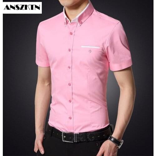 ANSZKTN New Arrivals MensCasual Blouse Cotton Linen Shirt Loose Tops Short Sleeve Tee Shirt Spring Summer Casual Handsome Shirt