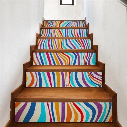 New creative Self-adhesive staircase stickers DIY Colorful stripes stickers staircase stickers stair decoration Home decoration
