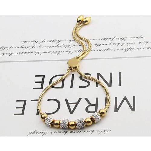 New Beautiful And Elegant 5 Beads 4 Circles Zircon Woman Bracelet High Quality Stainless Steel Adjustable Size Bracelet Jewelry