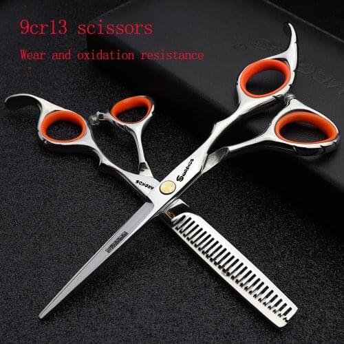 5.5 inch orange Japan 440c high-end personalized hair scissors professional salon haircut modeling tools 9cr13 shears durable