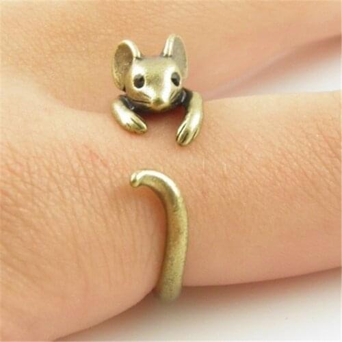Creative Fashion Cute Mouse Ring For Men Women Alloy Adjustable Opening Finger Rings Animal Jewelry Accessories