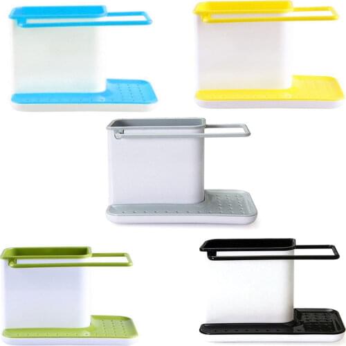 Storage Shelf Sponge Holder Draining Sink Box Sink Caddy Kitchen Organizer Draining Rack Dish Stands Tidy Utensils Towel Rack