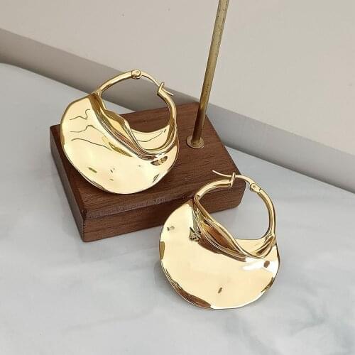 European and American Jewelry Wholesale Simple Glossy Geometric Irregular Flower Basket Handbag Earrings