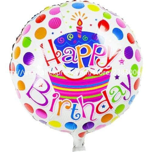 10pcs/lot 45*45cm New Happy birthday round aluminum balloons birthday party decoration foil balloon wholesale