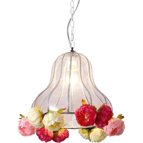 Nordic lantern pendant lights living room childrens room princess bedroom lamps hanging flower iron decorative hanging lights