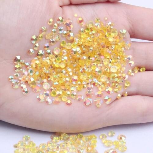 Resin Rhinestones Light Topaz AB Color 2-6mm 10000-50000pcs Round Glue On Beads For Nail Art Phone Cases DIY Crafts Decorations