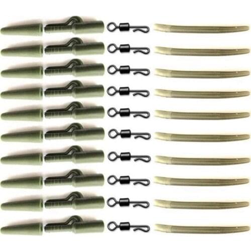 40pc Carp Fishing End Tackle lead clips Quick Change swivels Anti Tangle Sleeves