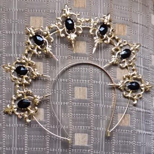 Lolita Tiara Crown Headband Halloween Vintage Sun Goddess Baroque Metal Alloy Double Layers Halo Wedding Headpiece