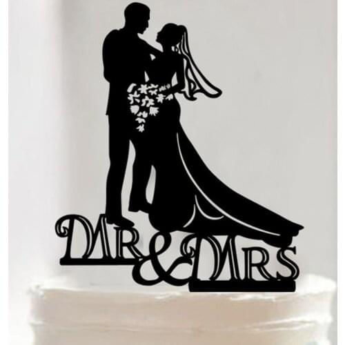 "Mr Mrs" Wedding Acrylic Cake Topper 2019 New Bride & Groom Cupcake Topper For Wedding Engagement Party Cake Decorating Supplies