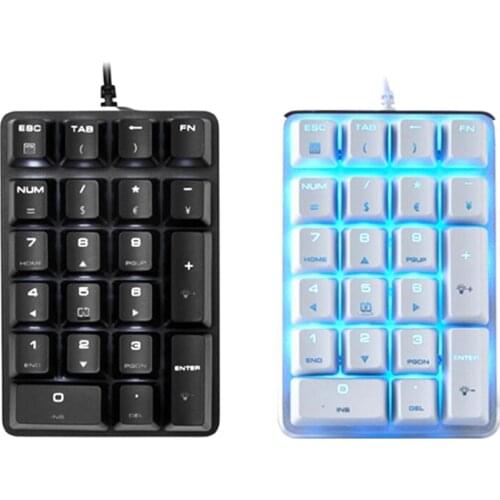 USB Wired Mechanical Numeric Keypad 21-Key Illuminated Keyboard Suitable for Finance Commerce Bank Counter Cashier