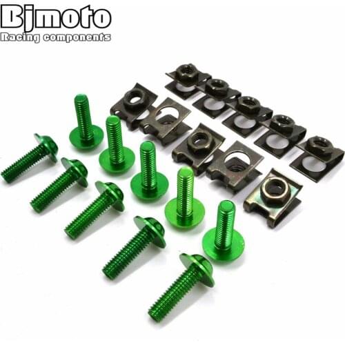 BJMOTO 6M x 10pcs Motorcycle Fairing Bolt Screw Nuts Washers Fastener Fixation For Kawasaki Yamaha Suzuki Honda Ducati