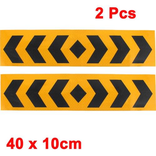 X Autohaux 2 Pcs Black Yellow Plastic Arrow Pattern Reflective Sticker Decal For Auto
