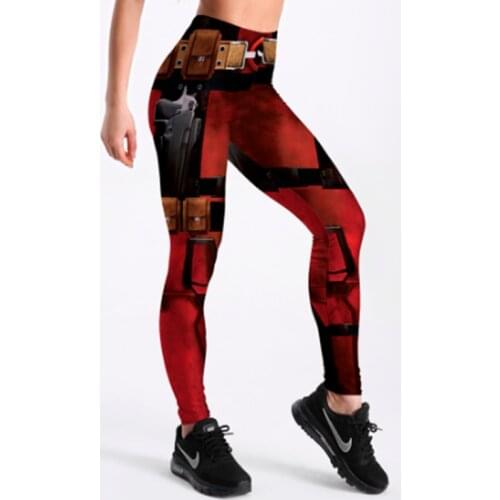 Women Fashion Fintess Legging Wine red Digital Print Womens leggings Super HERO Deadpool Leggins Printed leggings